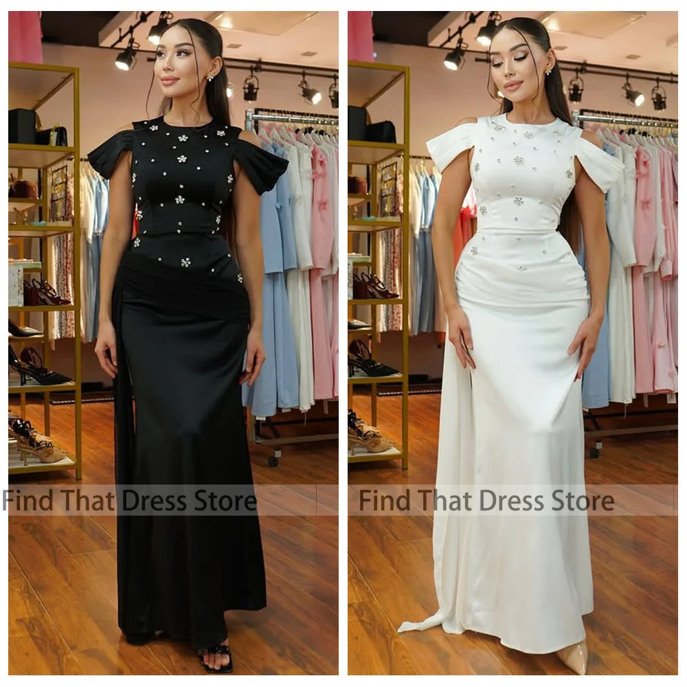 

Custom Made Graceful O-neck Pleated Evening Gown Sheath Sexy Floor Length Backless Beaded Crystal Bridal Prom Dress vestidos de