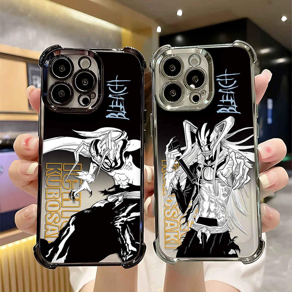 New HotAnime Cool BLEACH Plating Case For Samsung S24 S23 S22 S21 S20 FE Note20 Plus Ultra 4G 5G Anti Fall Airbag Back Cover