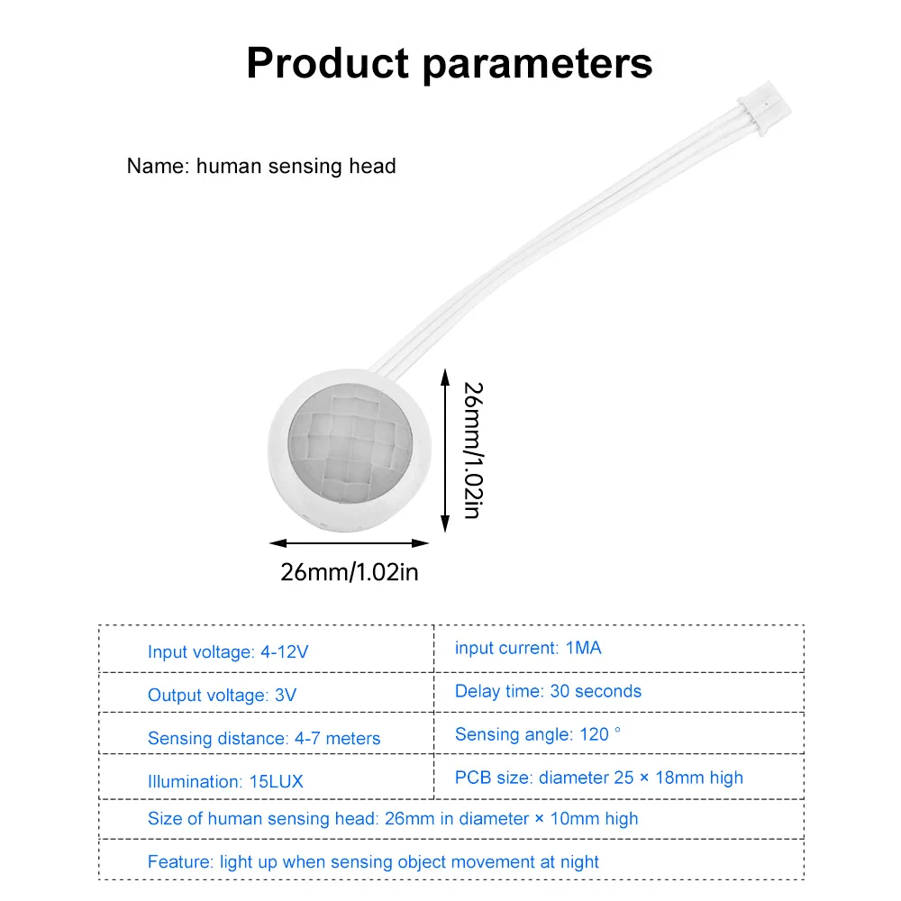 4-12V Infrared Human Body Sensor Switch Human Body Motion Induction Switch Photosensitive LED Night Light Switch