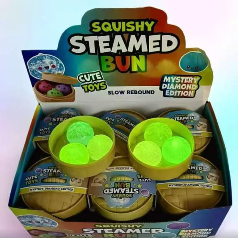 Squash Flash Squishy dumpling Bun Toys Noctilucent Soft Stress Relief Crystal Squishy Fidget Sensory Toy Party Favors Gift