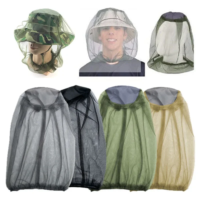 Outdoor Survival Anti Mosquito Bug Bee Insect Mesh Hat Head Face Net Cover Travel Camping Protector Camping Equipment