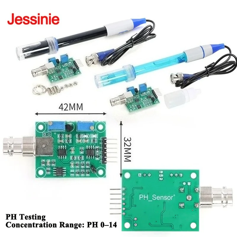 Liquid PH Test Detection Regulator Sensor Module Monitoring Control Meter Tester + BNC PH Electrode Probe For Arduino PH 0-14