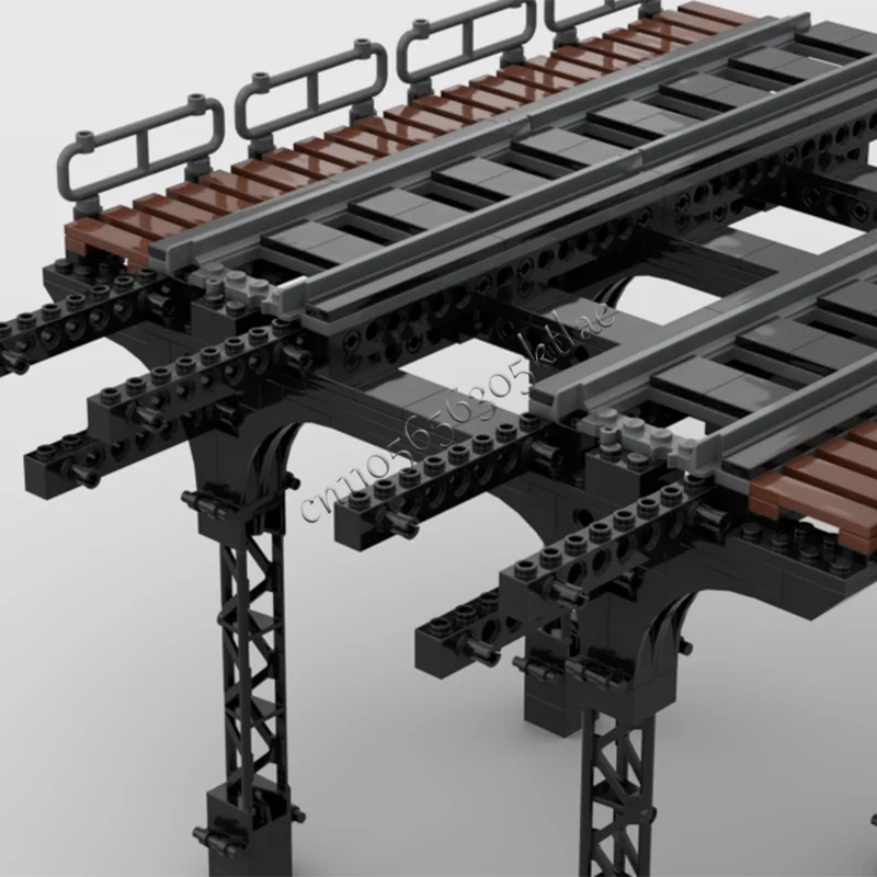 1991 PCS MOC Middeleeuwse Stad Bouwsteen Serie Spoorwegbrug Architectuur Modulaire Kinderen Assemblage Speelgoedset Kerstcadeaus