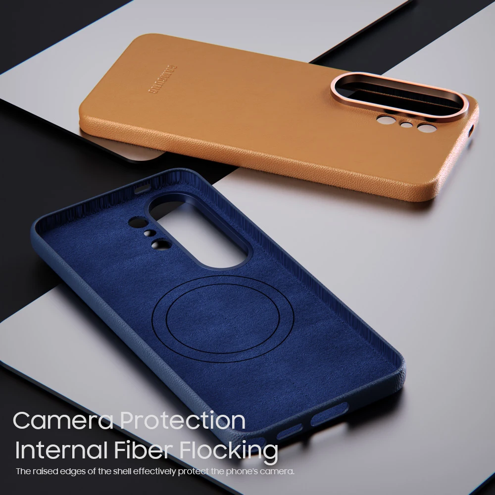 Etui ze skóry owczej z magnetycznym zamknięciem do Samsunga Galaxy S26 Ultra S26Plus, kompatybilne z uchwytem samochodowym i ładowaniem bezprzewodowym. — zdjęcie produktu 3