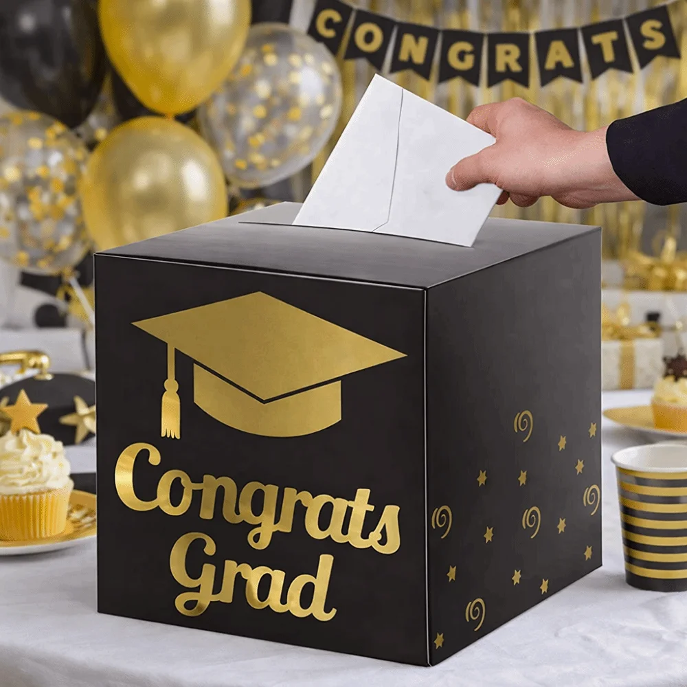 Creative Black Golden Graduation Game Gift Box Paper ‎Foldable Congrats Grad Card Box Lightweight DIY Money Box Class of 2026 view 4