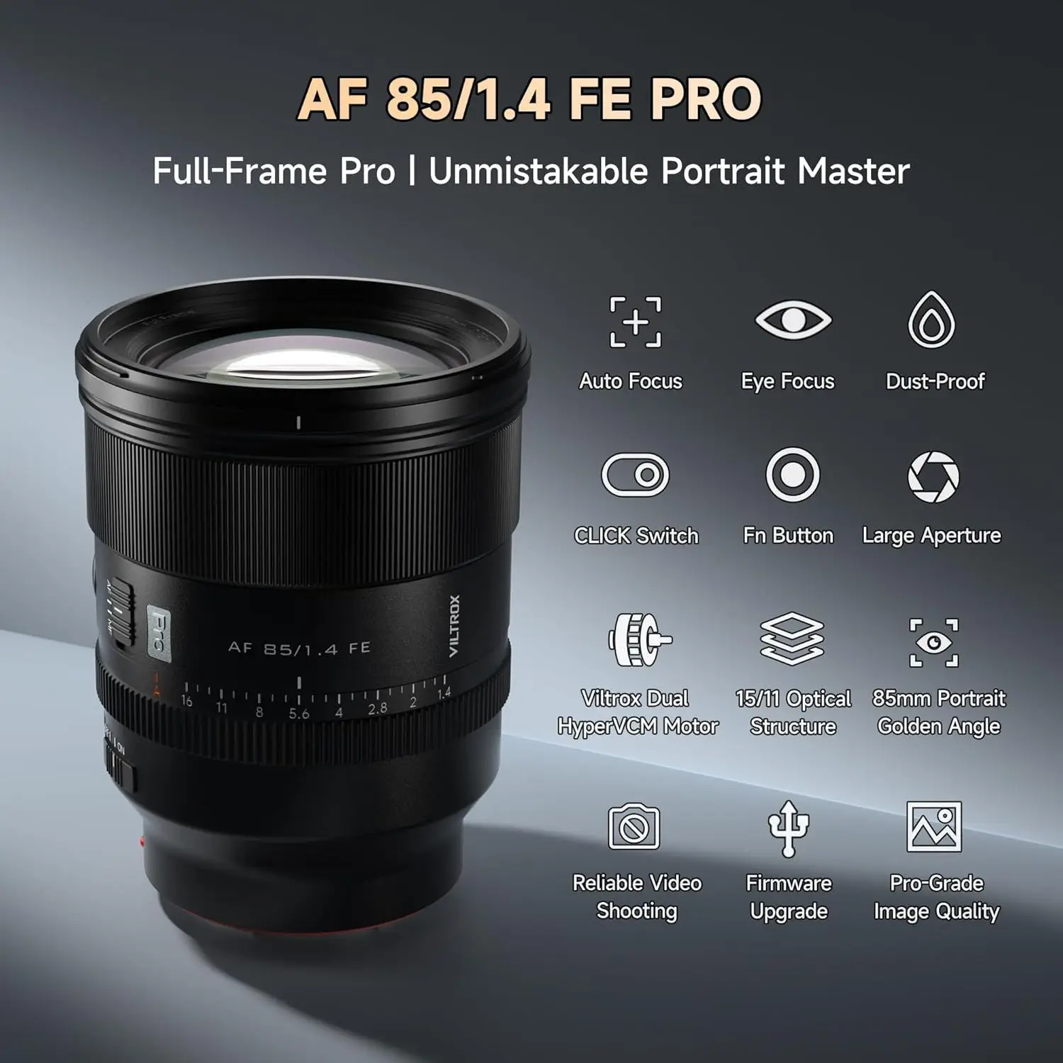 VILTROX AF 85mm F1.4 Pro FE Large Aperture Full Frame Mirrorless camera lens Lens Auto Focus for Sony E Mount A7 A7R A7RII ZVE1