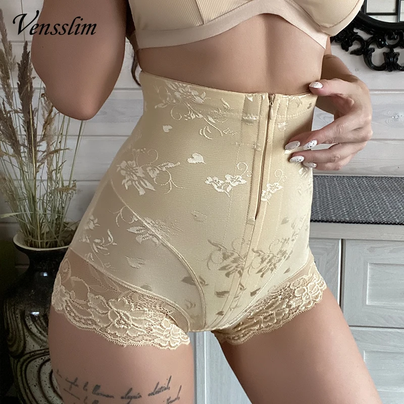 Vensslim Zipper and Hooks Double Control Compression Panties Women Tummy Trimmer Body Shaper Shorts Waist Trainer Butt Lifter