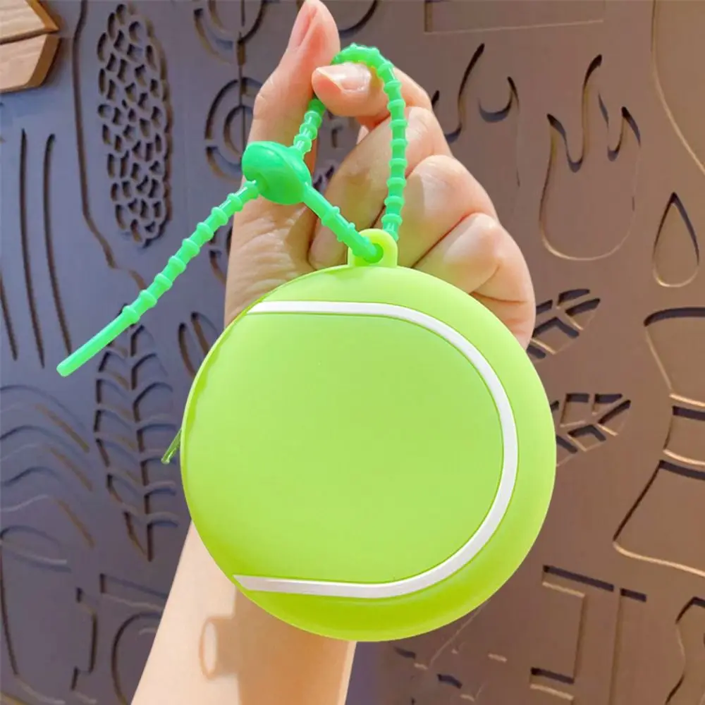 Trendy Creative Sporty Ball Shaped Coin Purse Waterproof Silicone Mini Ball Shaped Pouch Cartoon Tennis Earphone Bag