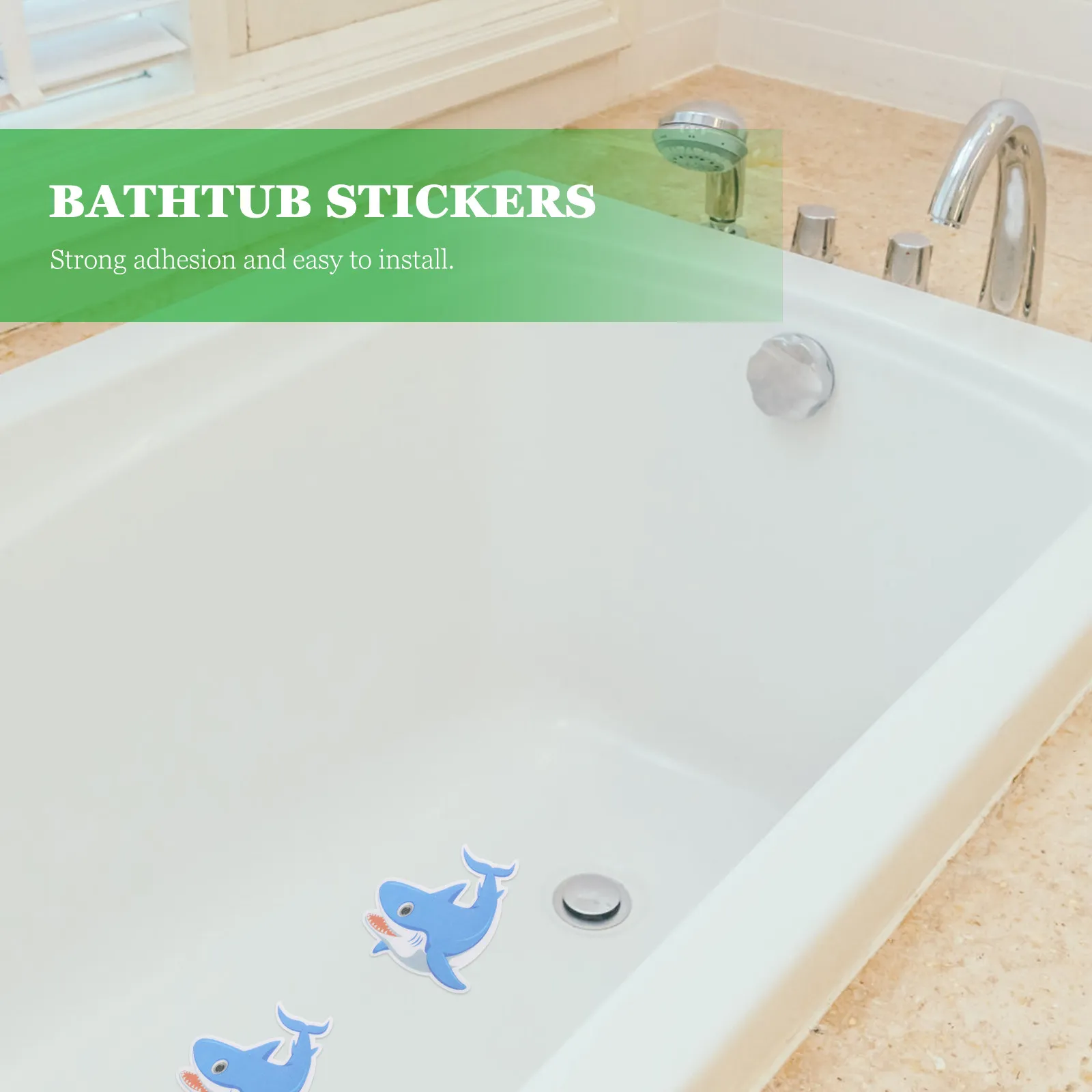 5Pcs Anti Slip Safety Stickers Shark Shape Waterproof Non Slip Bathroom Bathtub Floor Treads Nonskid Decals for Stairs