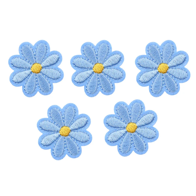 5 PCS/SET Embroidery Patch Daisy Sunflower Flowers Patch Iron On Patches For Clothing Jeans Shose Bags Clothes Sew Applique DIY