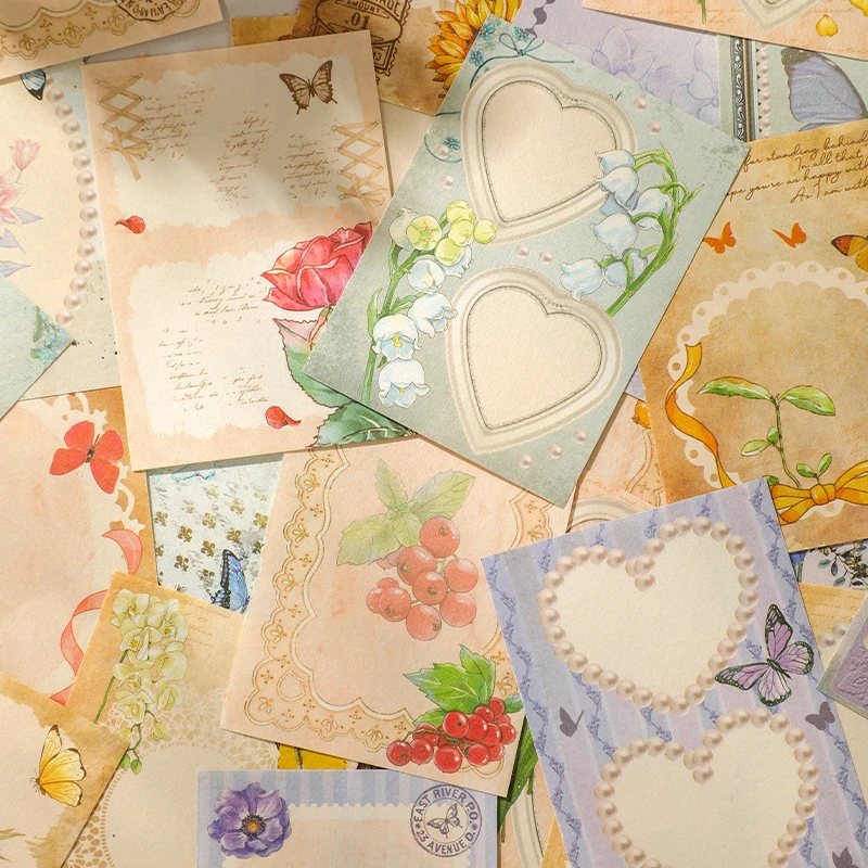 80sheets Flower Token Series Retro Plants Flowers Tearable Notes Creative Handbook Decor Journal Scrapbook Aesthetic Craft Paper