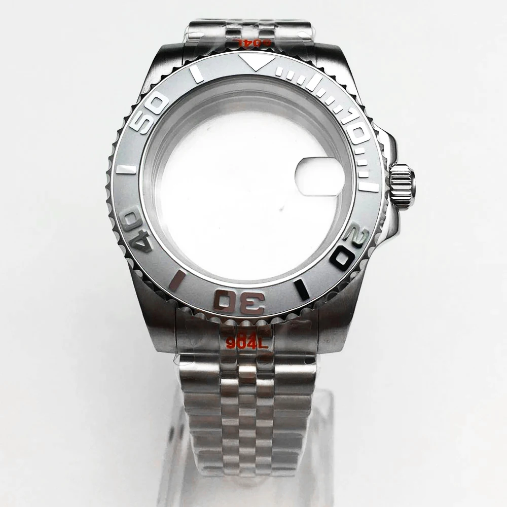 Полный набор корпуса часов 40 мм + ремешок из нержавеющей стали Корпус NH35 подходит для механизмов Miyota 8205/821A/8215 Япония NH35/NH36