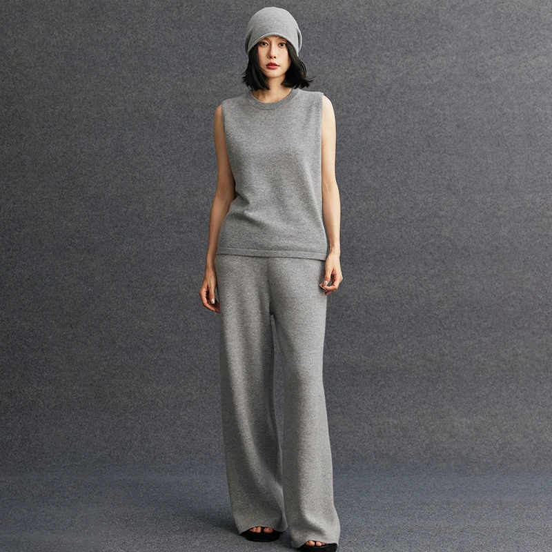 

Women Spring Autumn Vest Cashmere Sweater O-Neck Basic Sleeveless Pullover Waistcoat 100% Cashmere Knitwear Clothing Tops