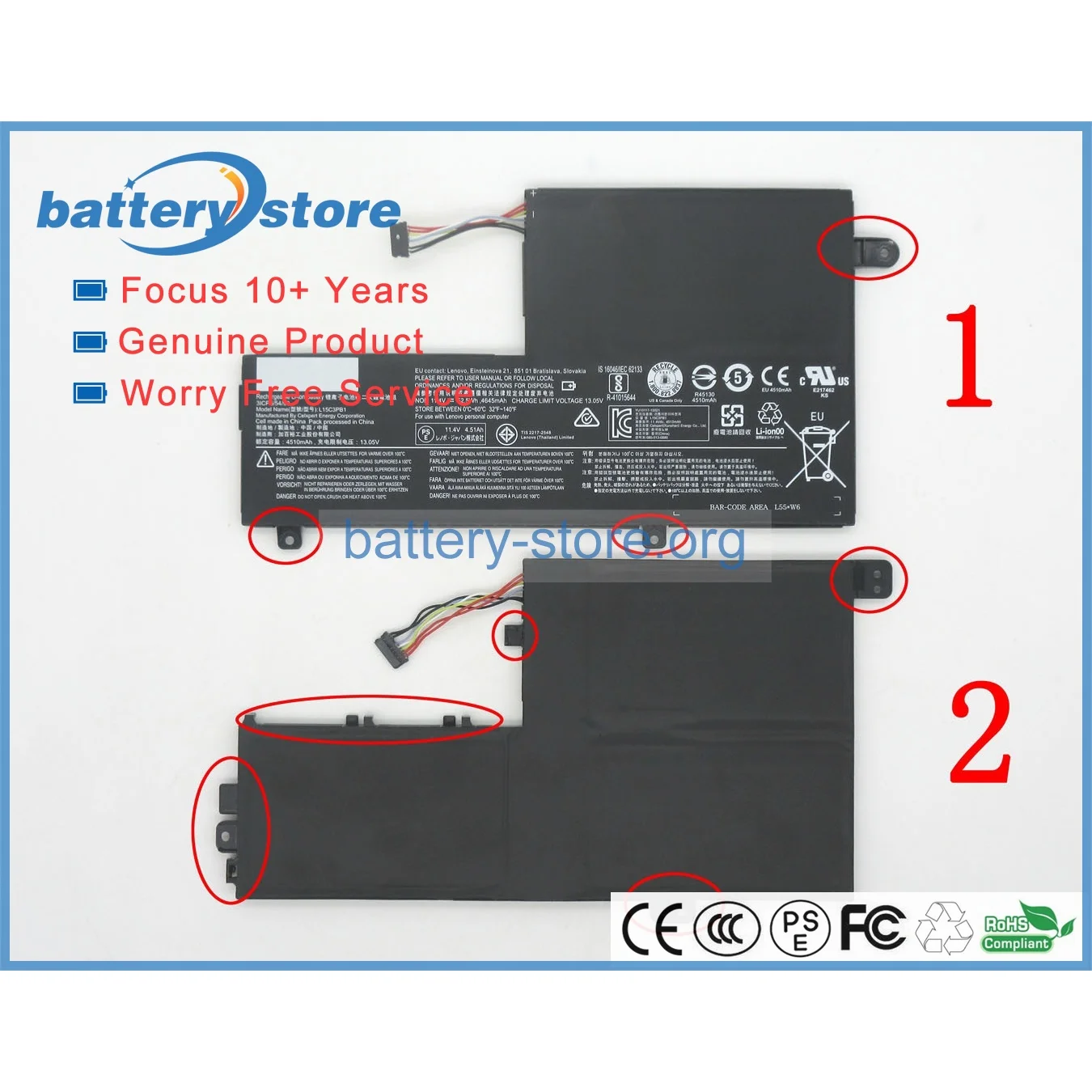 Genuine laptop batteries for L15C3PB1,5B10M49821,Yoga 520-14IKB,510-14isk,510-14IKB,IdeaPad 520s-14IKB,Flex4-1470,11.4V,3 cell