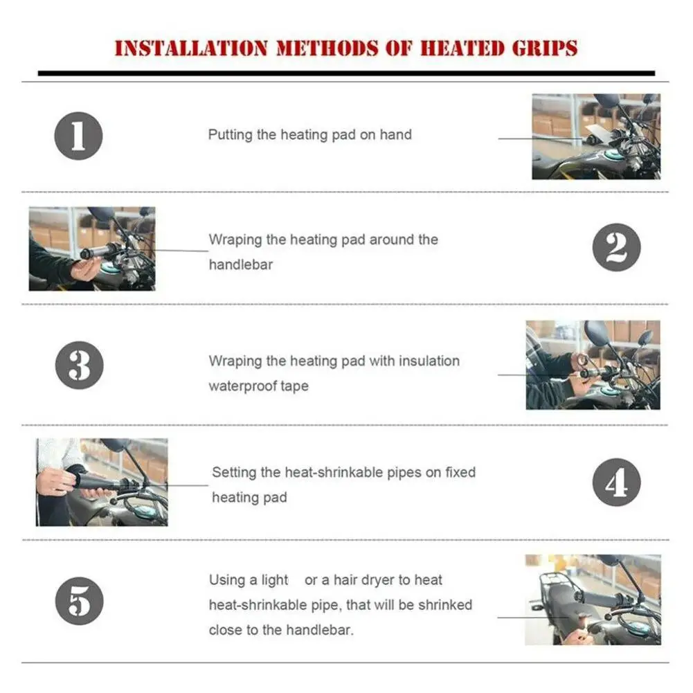 العالمي 12 فولت دراجة نارية ساخنة مقبض القبضات E-الدراجة الثلج المقود مقابض سخان لهوندا ياماها الدراجات النارية قبضة أدفأ #6