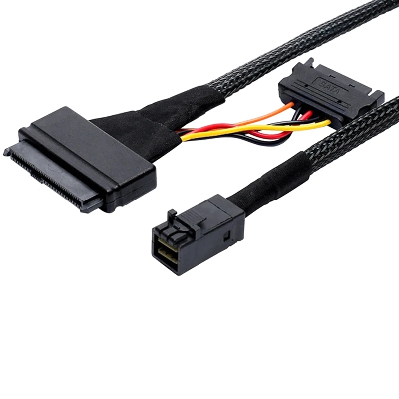 1 PCS Mini SAS SFF8643 U.2 To 8639+15PIN Power Cable Connection Cable SFF8643 To SFF8639 Hard Disk Cable