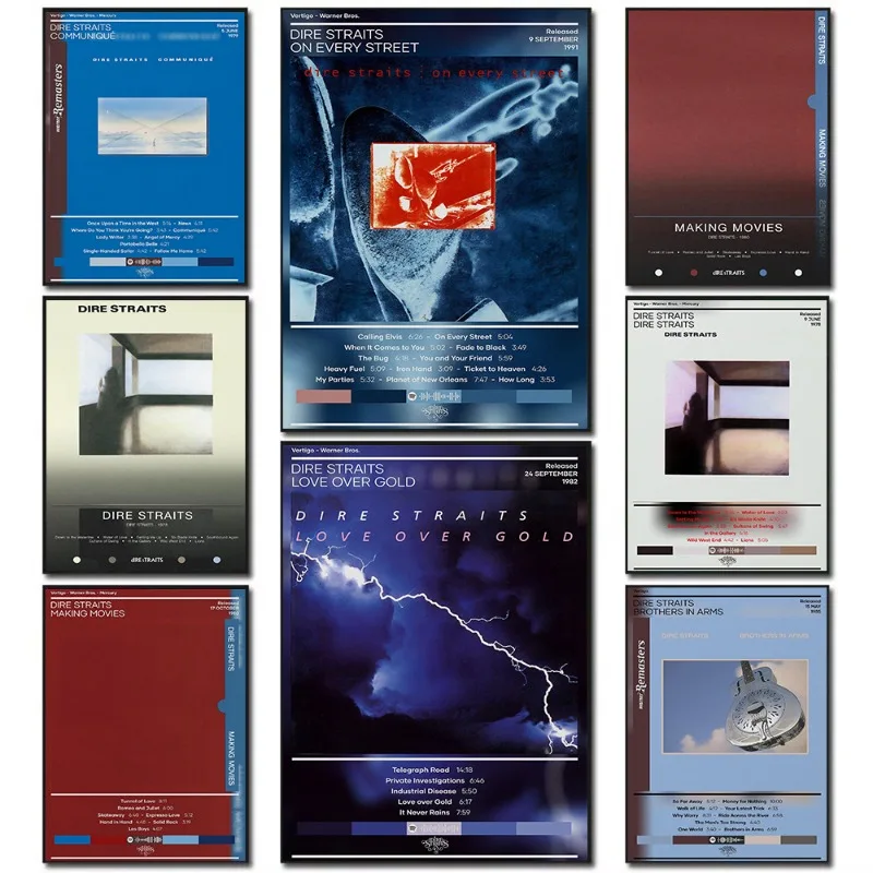 Póster de álbum de banda de música Rock d-dire s-straits en todas las hermanos callejeros en armas, cubierta de lienzo, arte de pared, decoración del hogar para sala de estar, regalo