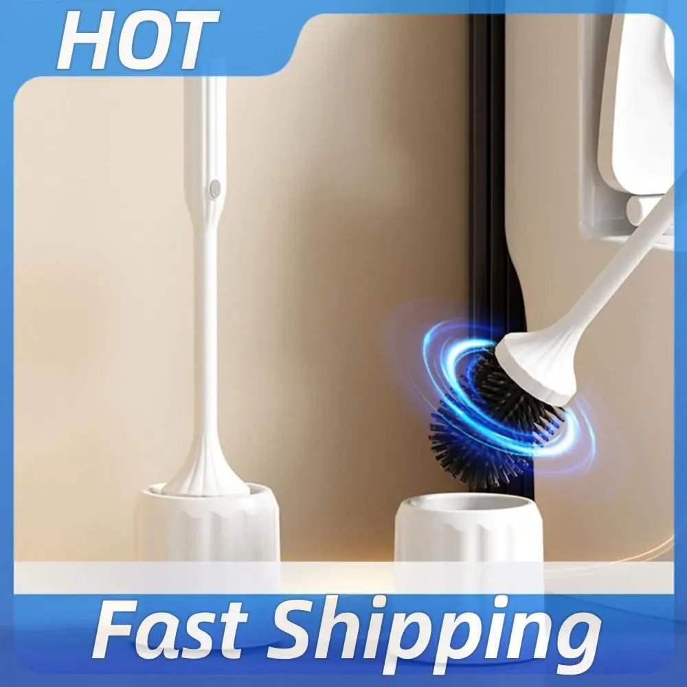 

Electric Toilet Cleaner with Long Non-Slip Handle Toilet Brush and Holder Set Silicone Toilet Brush Brushes Bathroom Accessories