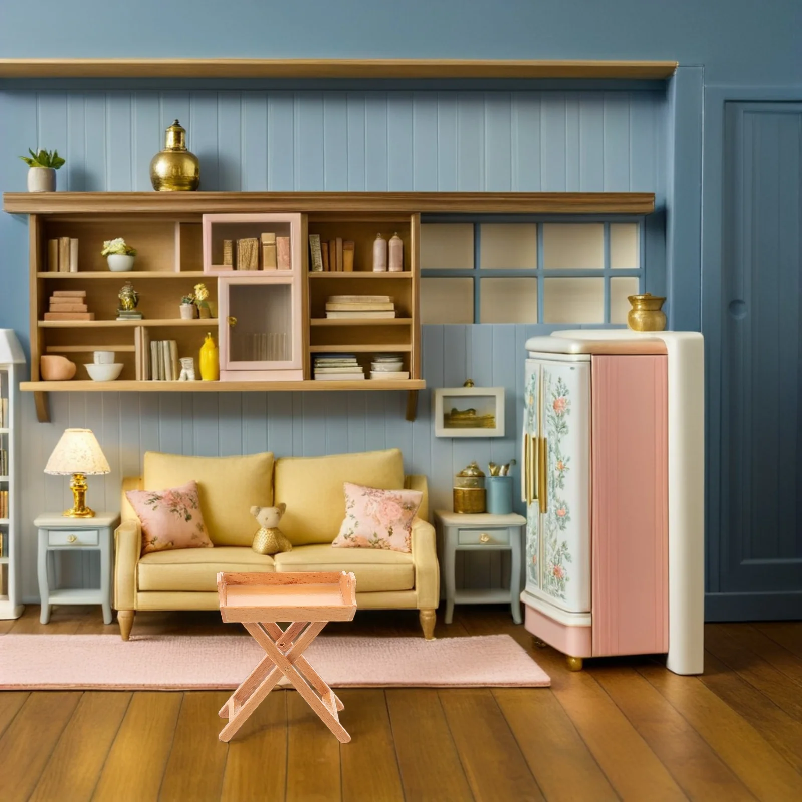 Realistisch 1:12 schaal poppenhuis miniatuur houten dienblad mini fruitschaal groenterek voor poppenhuis keukendecoratie