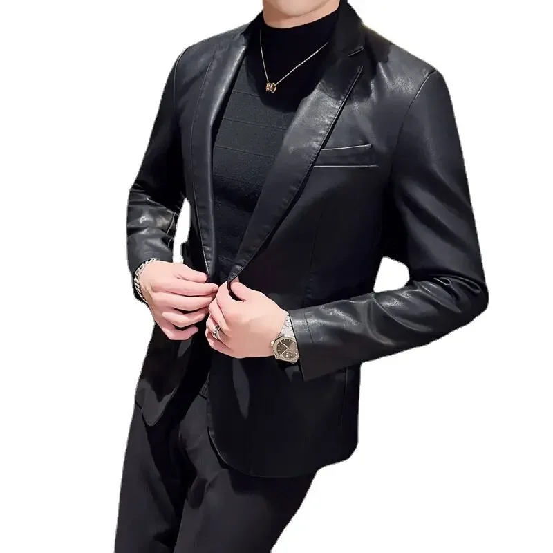 

Male Slim Fit Pu Leather Coats Man Coats Men Leather Jackets Black Outwear Leather Jacket High Quality Business Leather Jackets