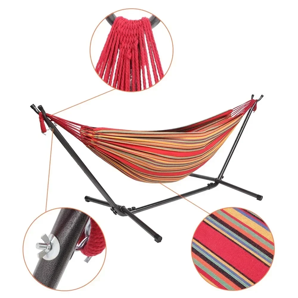 

2-Person Hammock with Space Saving Steel Stand and Portable Carrying Bag, 48"W x 120" L, Red