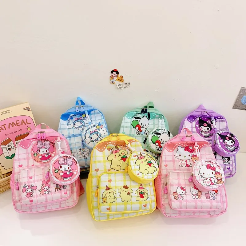 

Sanrio hello kitty детский рюкзак новая мода детский сад школьный рюкзак мультфильм повседневная сумка на плечо для мальчиков и девочек кошелек для монет