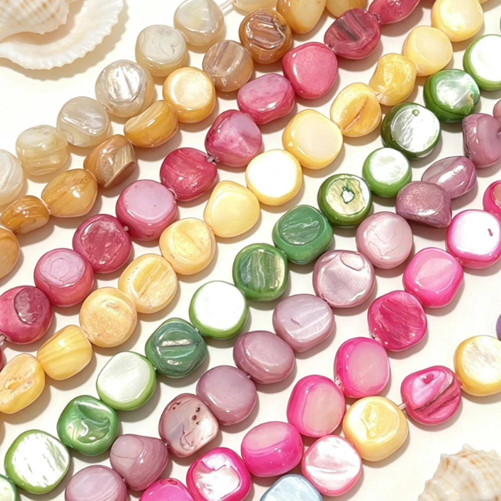 8x8mm Colored Natural Freshwater Shell Beads Irregularly Shaped Through-Hole Beads for Jewelry Making DIY Necklaces Accessories