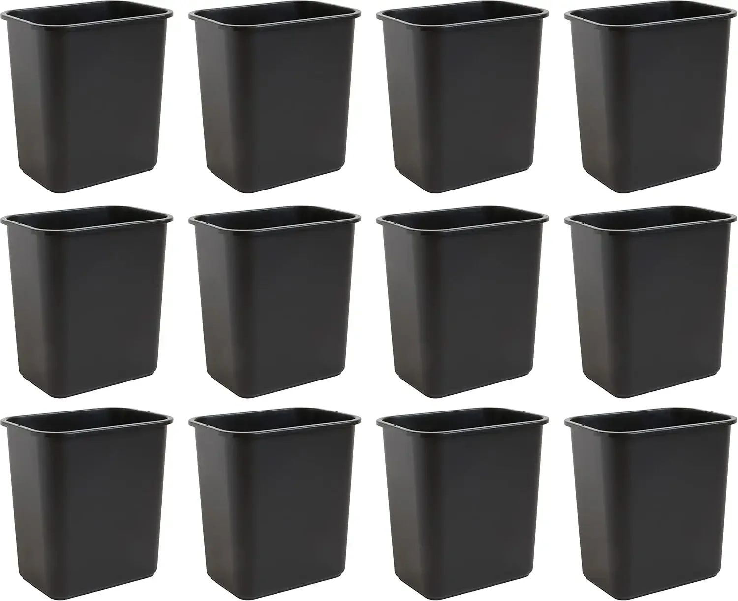 United Solutions 7 Gallon Space Saving Trash Wastebasket, Fits Under Desk in Home, Office, Dorm, Easy to Clean,(Pack of 12)