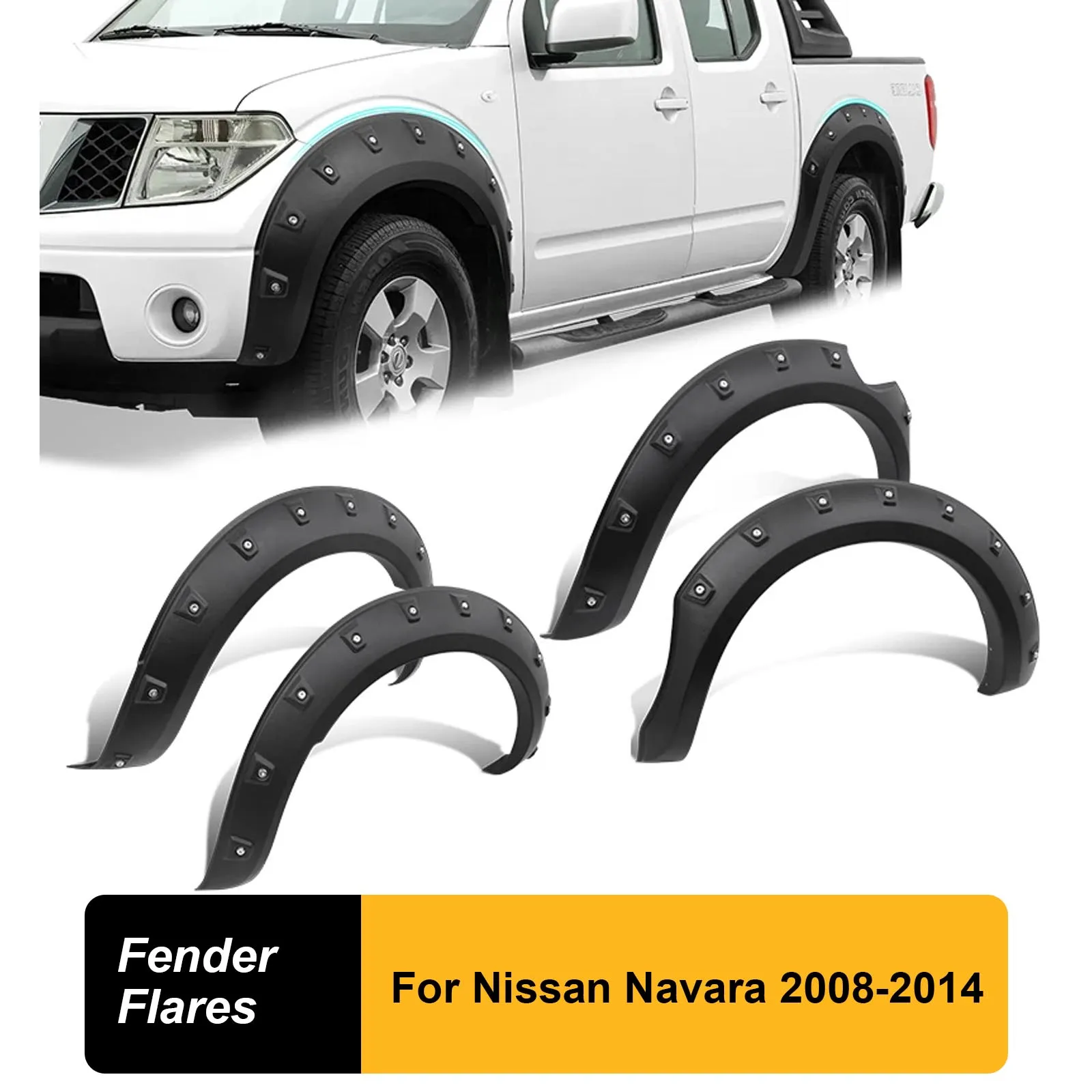 Mudguards Wheel Arch Protector Fender Flares Kit for Nissan Navara 2008 2009 2010 2011 2012 2013 2014 year 4X4 Car Accessories