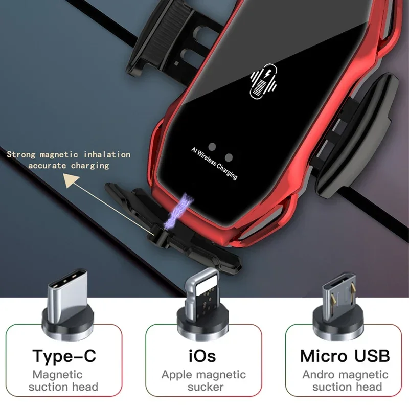 10W Car Wireless Charger Automatic Car Phone Holder Infrared Induction for iPhone 15 14 13 Xiaomi Samsung Fast Charging Station