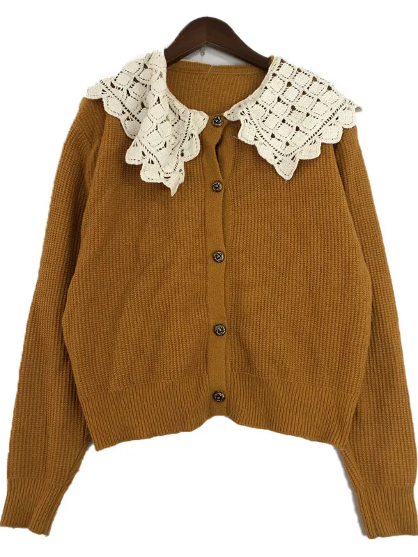 Cardigan de malha pequeno vintage agasalhos ex lã retrô versátil suéter de inverno V-Ne Long Sve Regular Fit Umidade...