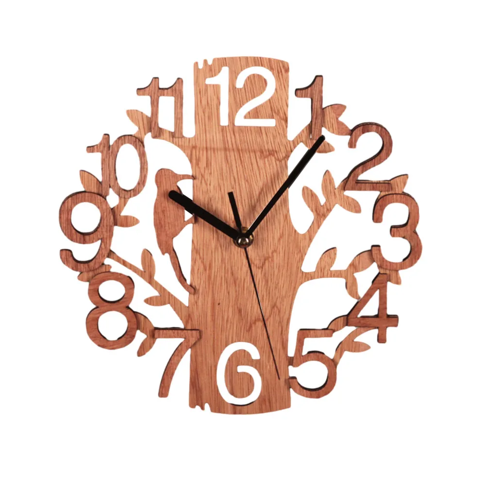 Eco friendly Double Layer 3D Bird Wall Clock  Wood and Aluminum Construction  Accurate Movement  Enhance Your Home Decor