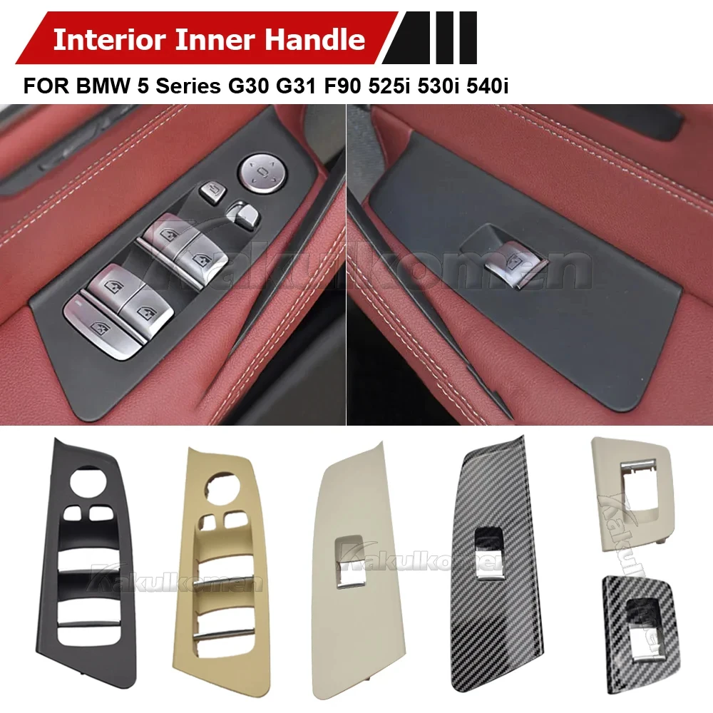 Black Car Interior Front Rear Door Window Lift Switch Button Panel Trim Cover For BMW 5 Series G30 G31 F90 525i 530i 540i