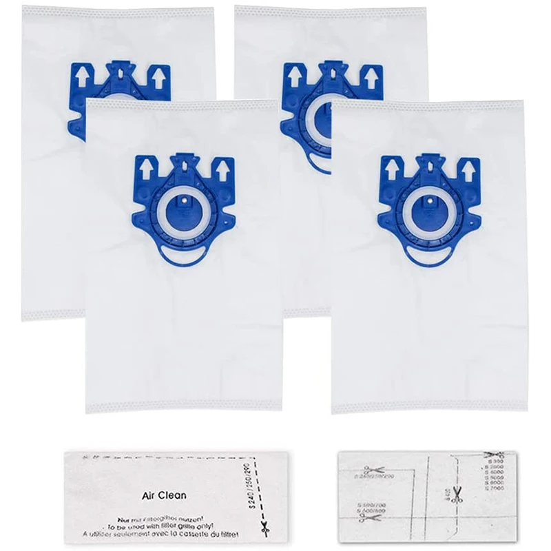Bolsas de repuesto Airclean 3D compatibles con Miele GN Canister, piezas de aspiradora, paquete de 4 bolsas de polvo + 1 juego de filtros