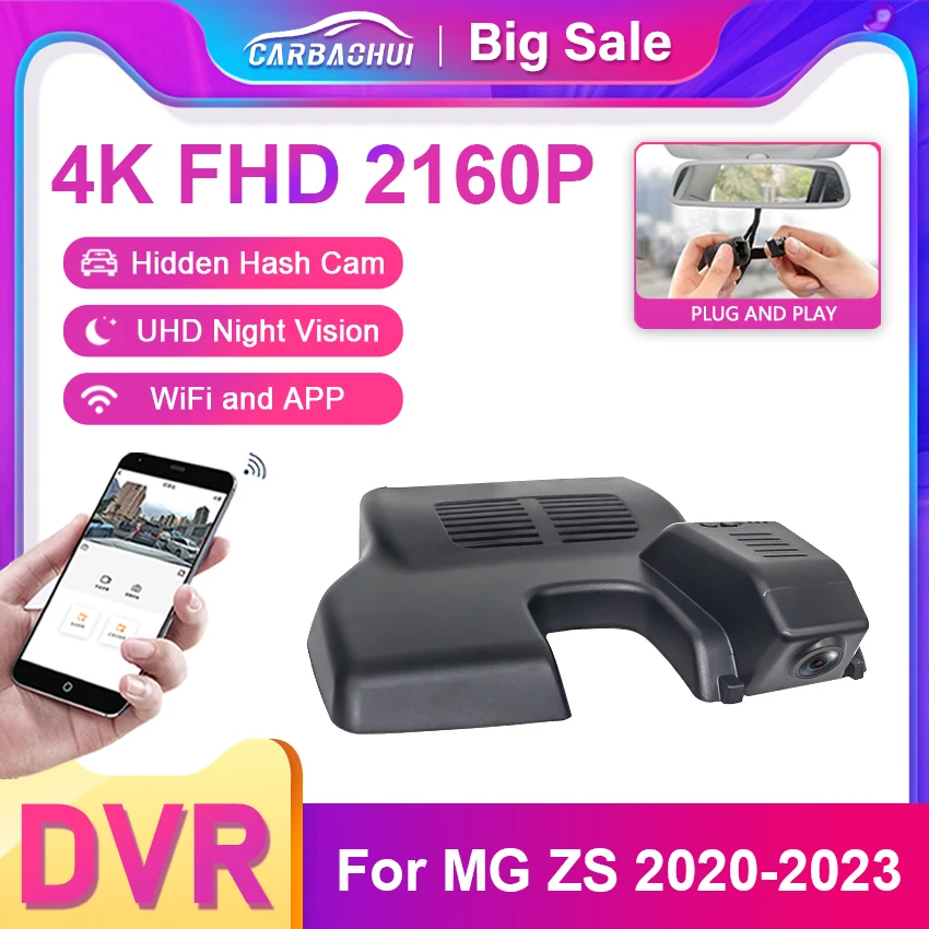 

4K HD 2160P Plug and Play Installation Car DVR Wifi Dash cam Dual lens Video Recorder For MG ZS 2020 2021 2022 By APP Control