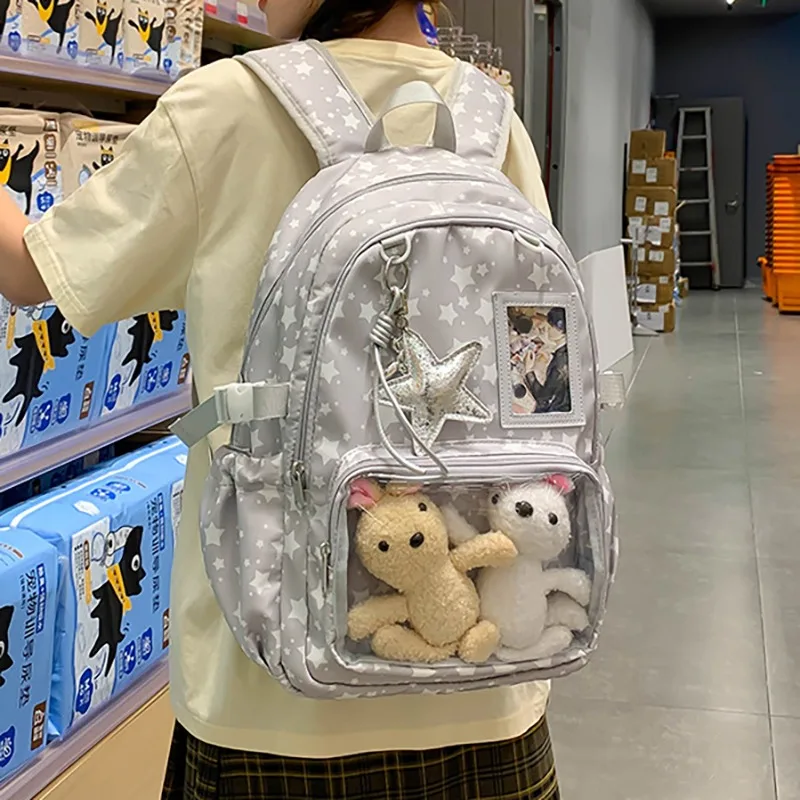 HAEX Aesthetic Women Ita Bags 2025 Clear Window DIY Doll Show Students Commute Backpacks Large Capacity Casual Daily Bolso Mujer