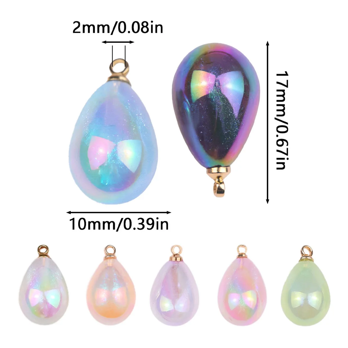 5Pcs 10mmx17mm Illusory Color Mini Acrylic Pearl Water Drop Chars Beads Jewelry Making DIY Earrings Necklace Ornaments Craft