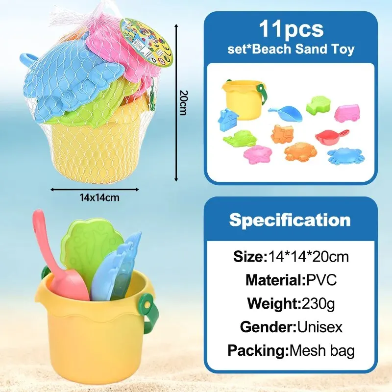 11 Pcs Beach Sand Toy Set Outdoor Summer Game Children Gift For Kids Toddlers Boys And Girls Birthday Gifts For Childrens