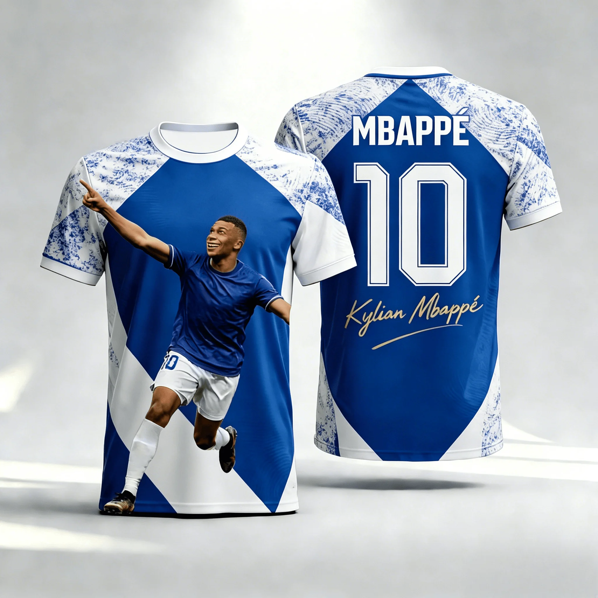 Mbappe No.10 Ball Front Star Portrait Back Printed Quick Dry Large Size Loose Breathable Family Matchingkids T-shirt
