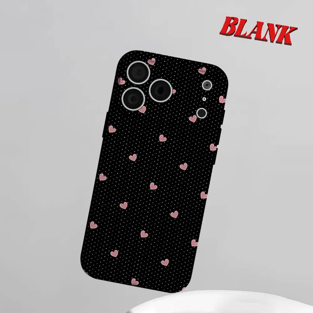 

Pink Hearts on Black 2-in-1 Phone Case For iPhone 17 16 15 14 13 Pro Max Air 16e INS Flower Hard PC Bumper Cover Coque