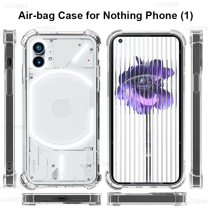 Air-bag Case for Nothing Phone 2 1 One Phone1 6.55 inch Cover Transparent Clear Antiknock Soft Crystal TPU Shell Fundas Bumper