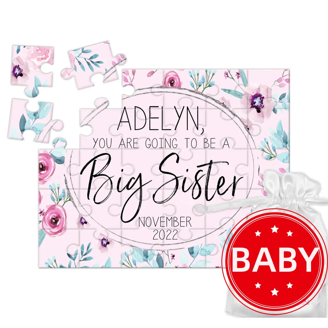 

25*20 см головоломка с объявлением о большую сестре, персонализированная головоломка «Большая сестра», подарок, объявление о беременности, на заказ, 5*6 шт., пазлы, подарки