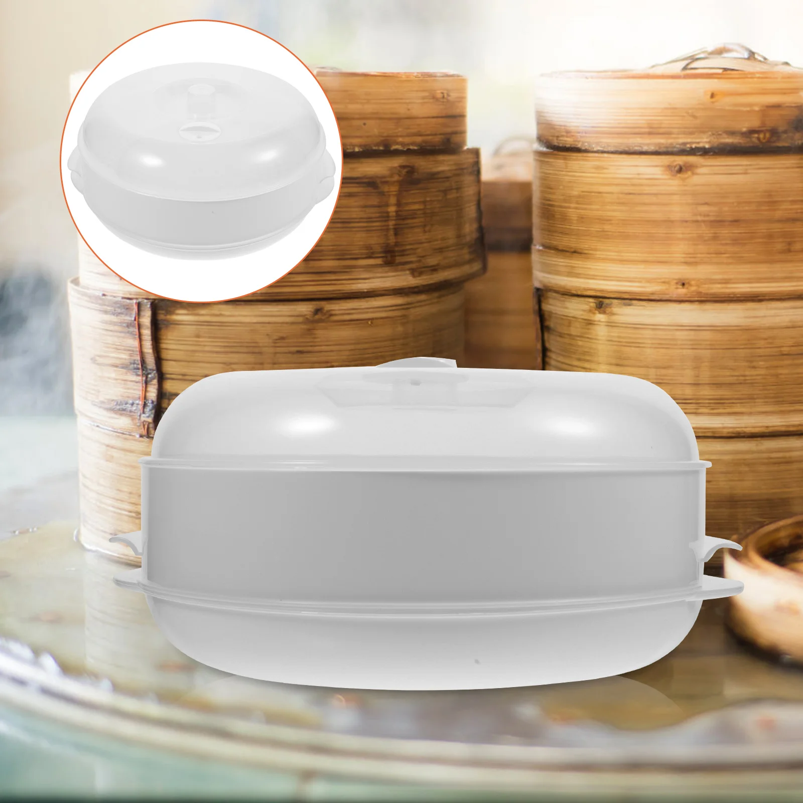 

Kitchen Steamer Basket Heat-Resistant Household Cooking Tool Microwave Steamer with Lid Vent for Healthy Food Steaming