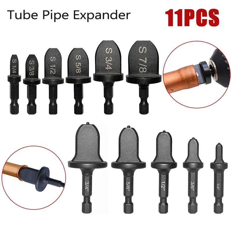 5/6/11PCS Tube Pipe Expander Hexagonal Handle Metal Copper Pipe Takeover Tool Air Conditioner Repair Electric Drill Flaring Tool