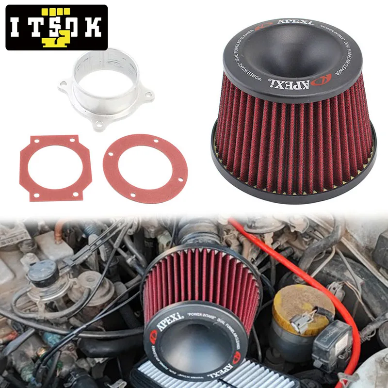 Power Intake Air Filter For Apexi Universal JDM High Flow Cold Air Intake Racing Sport Dual Funnel Protect Filter