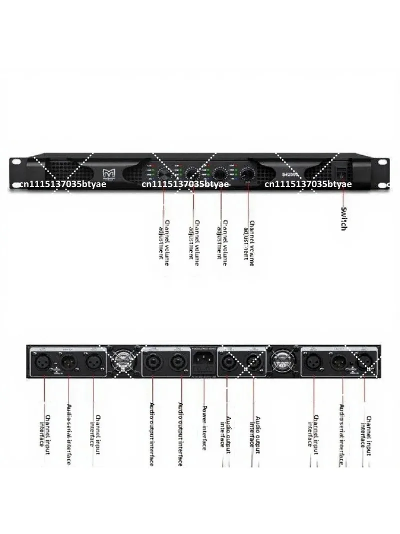 Professional Power Amplifier Heavy Bass Stage Wedding KTV Bar Home Audio Pure Rear Amp