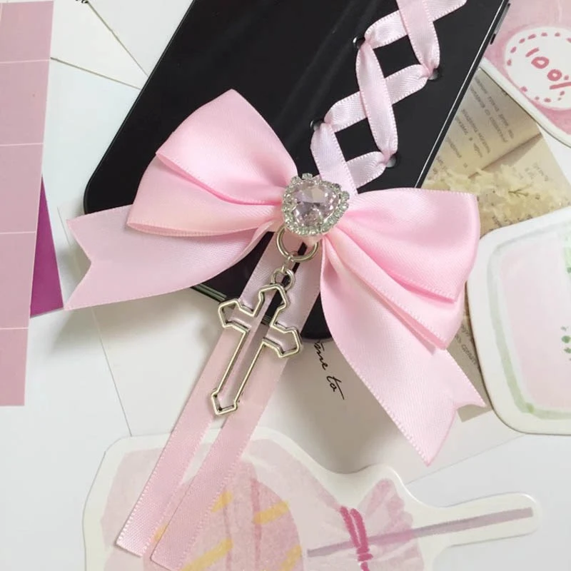Ballet Style Elegant Pink Ribbon Handmade Soft Case for iPhone Samsung Custom Black Cover Phone Case