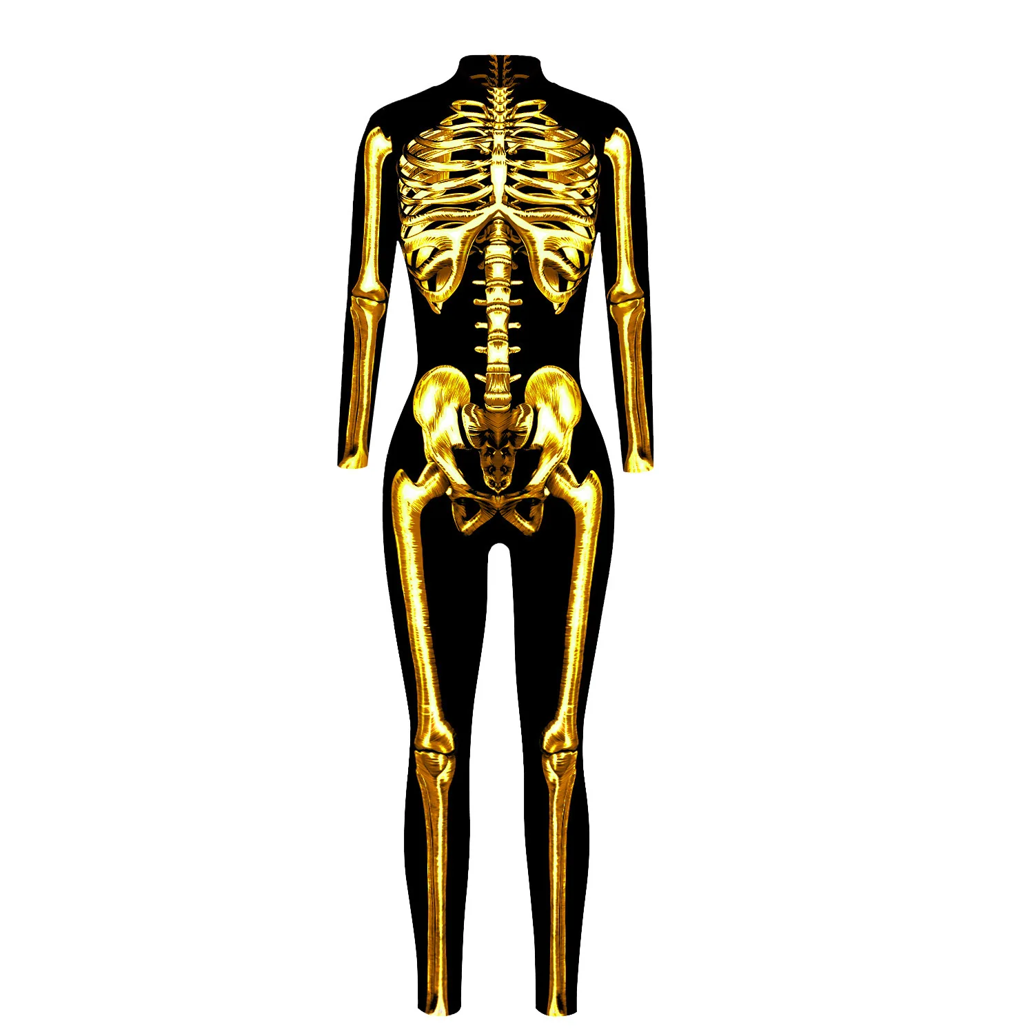 Festtags-Karnevalskostüm Skelett-Bedruckte Bodysuits für Frauen Bunte Halloween-Cosplay-Jumpsuits Zentai-Catsuit – Detail 22