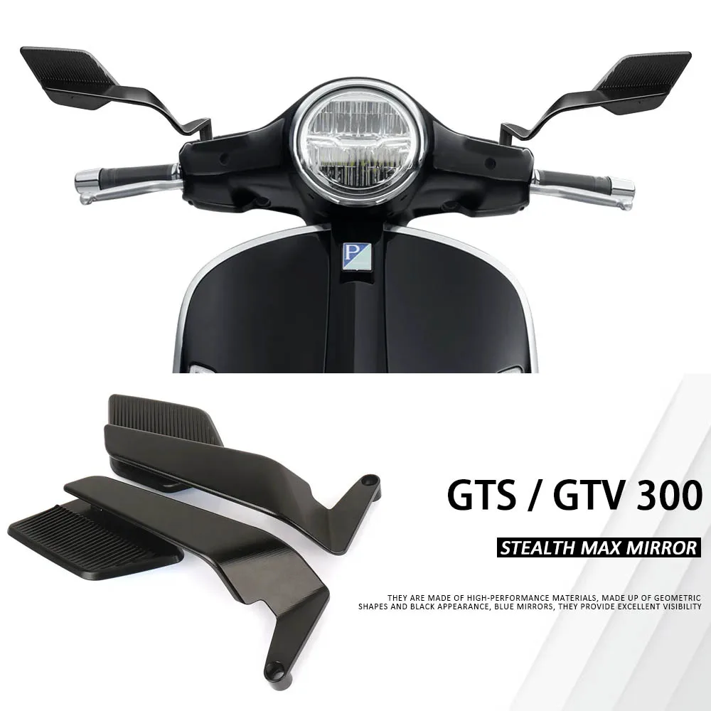 

New Motorcycle Rear View Mirrors Adjustable Aluminum Mirror Accessories For VESPA GTS 300 GTS Super 2015-2025 GTV 300 2023-2025