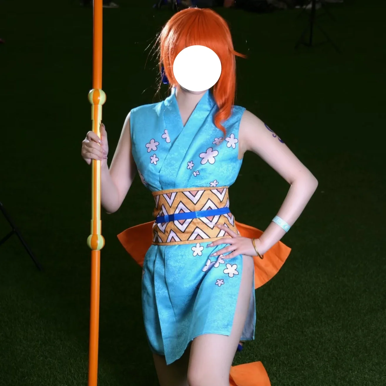 Nami Cosplay Costumes Wig Japanese Festival Themed Cos Outfit with Sleeveless Kimono and Obi for Comic Conventions Roleplay
